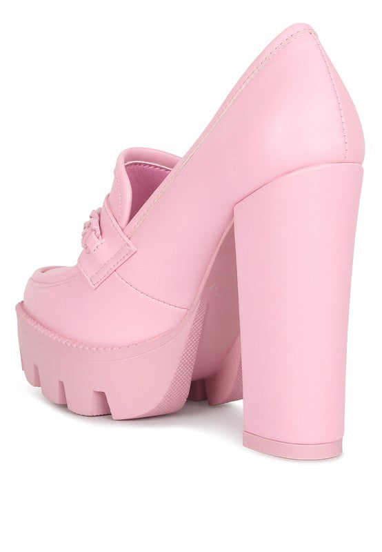 Corinne Chain Embellished Chunky Loafers - Tigbul's Variety Fashion Shop