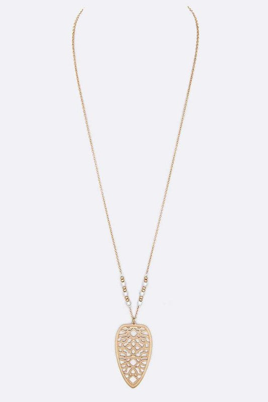 Cutout Pattern Arrow Head Pendant Necklace - Tigbul's Variety Fashion Shop