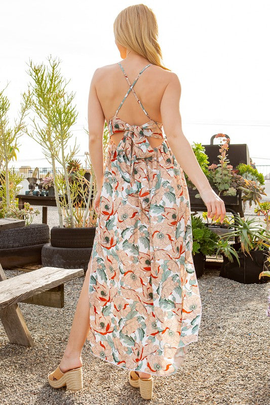 Tie Back Floral Dress - Tigbul's Variety Fashion Shop