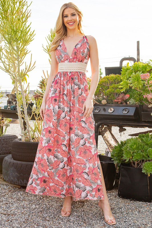 Tie Back Floral Dress - Tigbul's Variety Fashion Shop