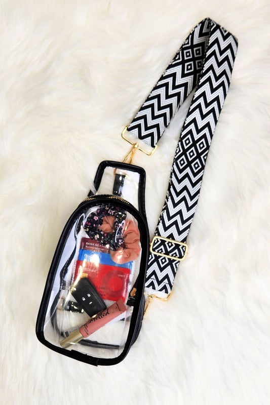 Clear Sling with Trendy Strap Stadium Bag - Tigbul's Variety Fashion Shop