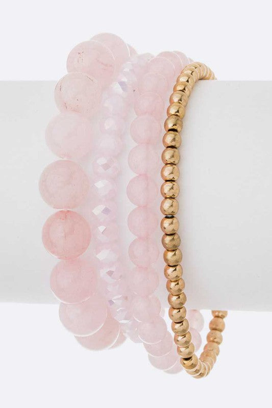 Semi Precious Beads Stretch Bracelets Set - Tigbul's Variety Fashion Shop