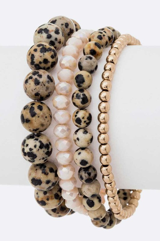 Semi Precious Beads Stretch Bracelets Set - Tigbul's Variety Fashion Shop