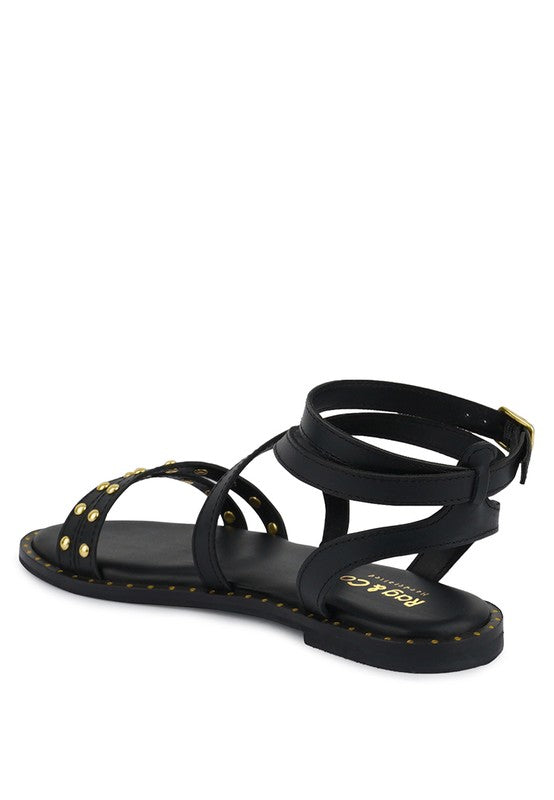 CORRIANE Studs Embellishment Strappy Sandals - Tigbul's Variety Fashion Shop