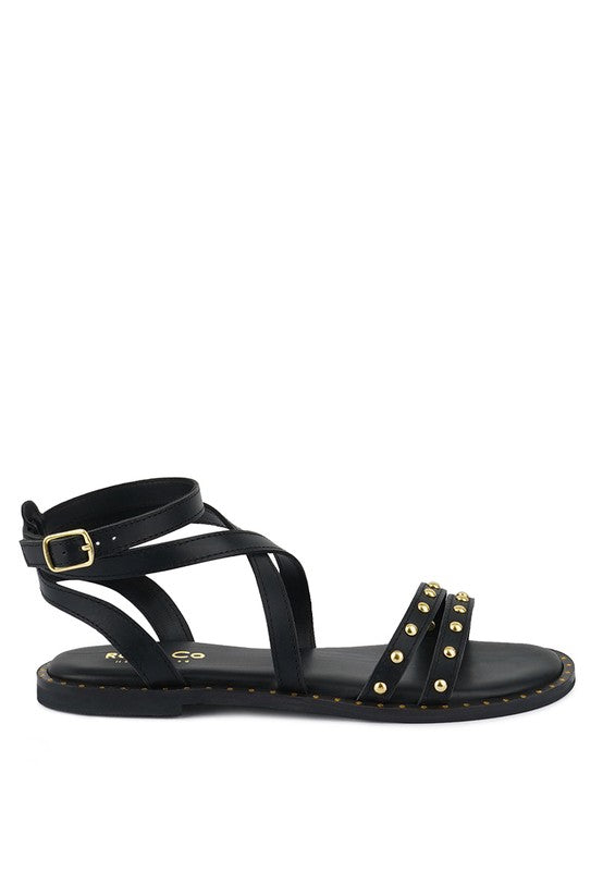 CORRIANE Studs Embellishment Strappy Sandals - Tigbul's Variety Fashion Shop