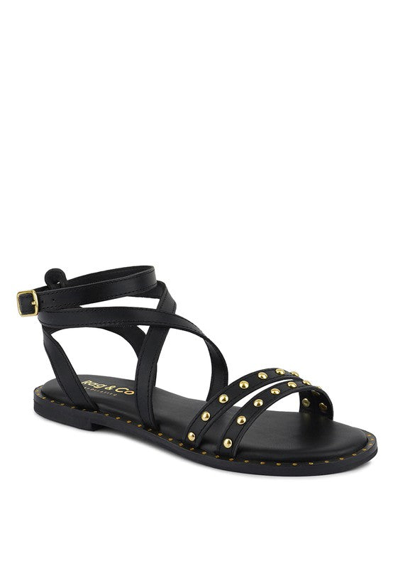 CORRIANE Studs Embellishment Strappy Sandals - Tigbul's Variety Fashion Shop