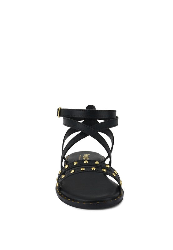 CORRIANE Studs Embellishment Strappy Sandals - Tigbul's Variety Fashion Shop