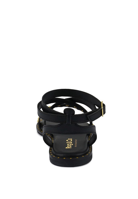 CORRIANE Studs Embellishment Strappy Sandals - Tigbul's Variety Fashion Shop