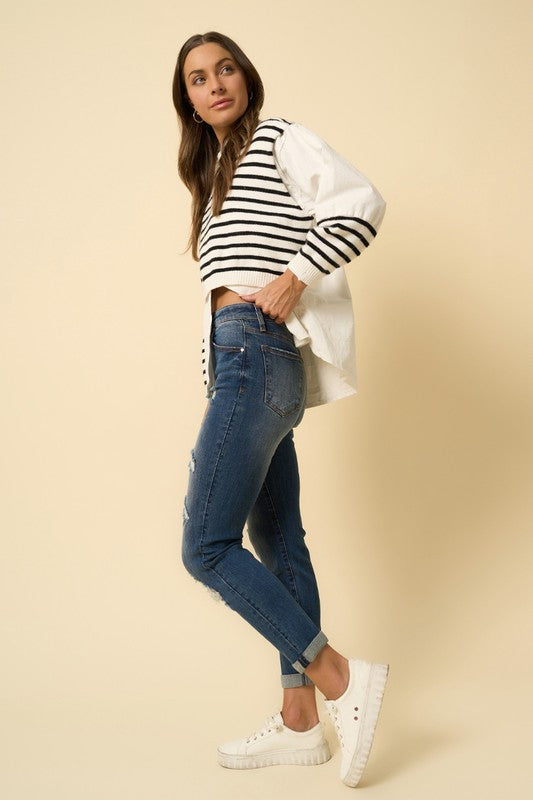 Destroyed Boyfriend Jeans - Tigbul's Variety Fashion Shop
