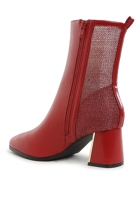 Mimosa Mesh Detail Pointy Ankle Boots - Tigbul's Variety Fashion Shop