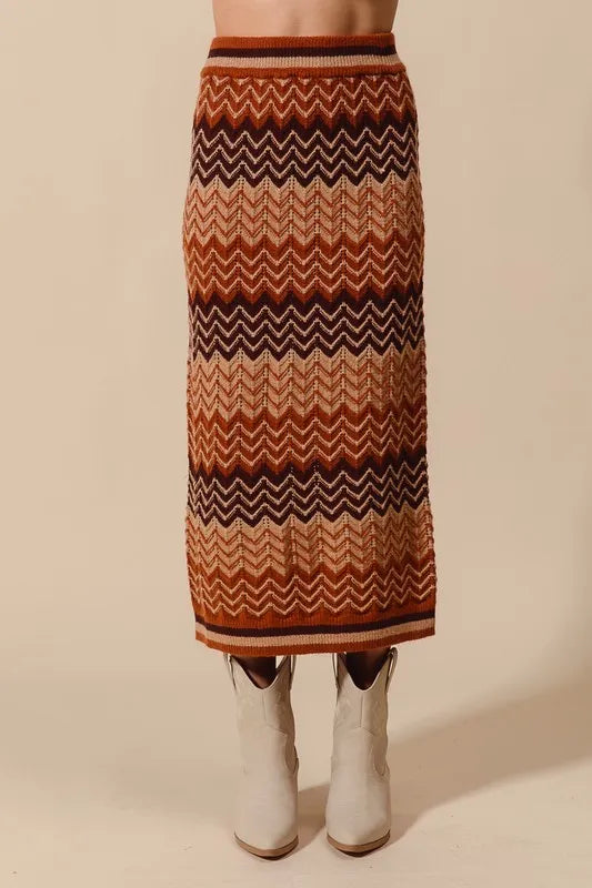 Multi Color Chevron Knit Skirt - Tigbul's Variety Fashion Shop