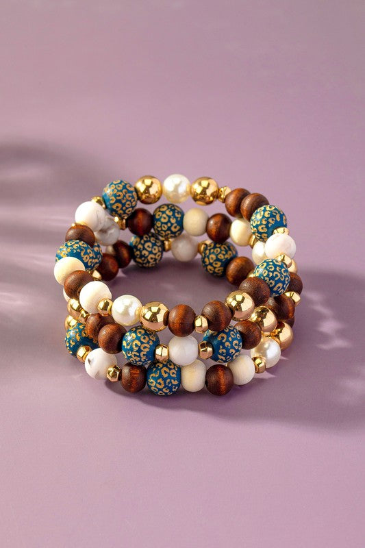 Wood carved bracelet set of 3 strands - Tigbul's Variety Fashion Shop