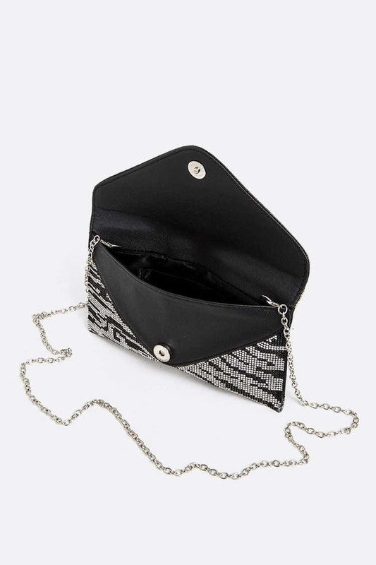 Rhinestone Animal Print Convertible Clutch - Tigbul's Variety Fashion Shop