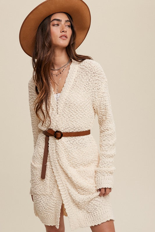 Popcorn Open Knit Cardigan Sweater - Tigbul's Variety Fashion Shop