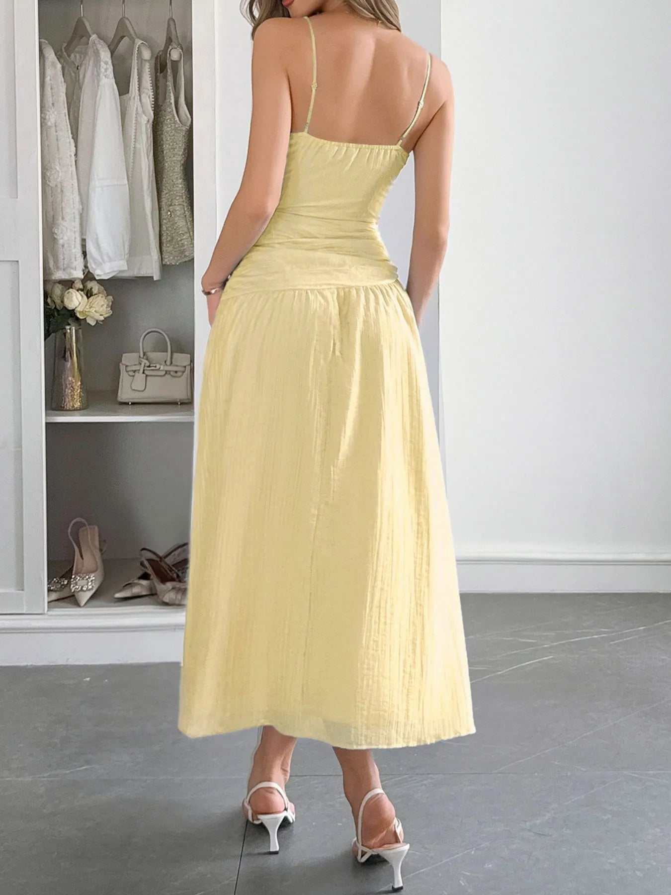 Cutout V-Neck Sleeveless Midi Dress - Tigbul's Variety Fashion Shop
