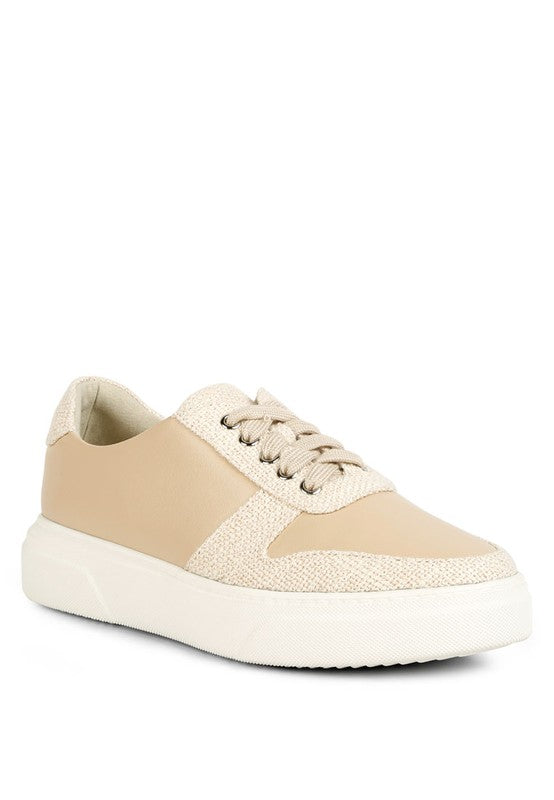Kjaer Dual Tone Leather Sneakers - Tigbul's Variety Fashion Shop