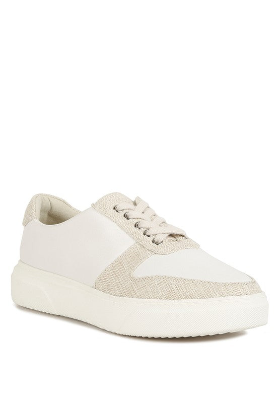 Kjaer Dual Tone Leather Sneakers - Tigbul's Variety Fashion Shop