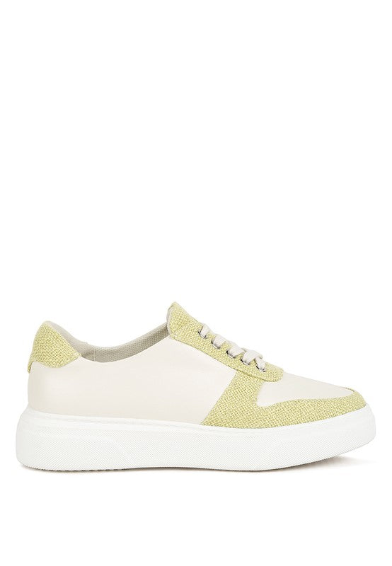 Kjaer Dual Tone Leather Sneakers - Tigbul's Variety Fashion Shop
