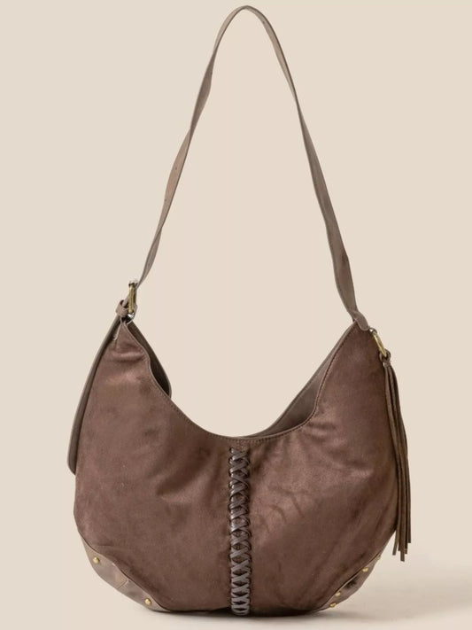 Fame Braided Detail Hobo Shoulder Bag - Tigbul's Variety Fashion Shop