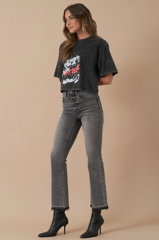 Gray High Rise Bootcut Cropped Denim Jean Pants - Tigbul's Variety Fashion Shop