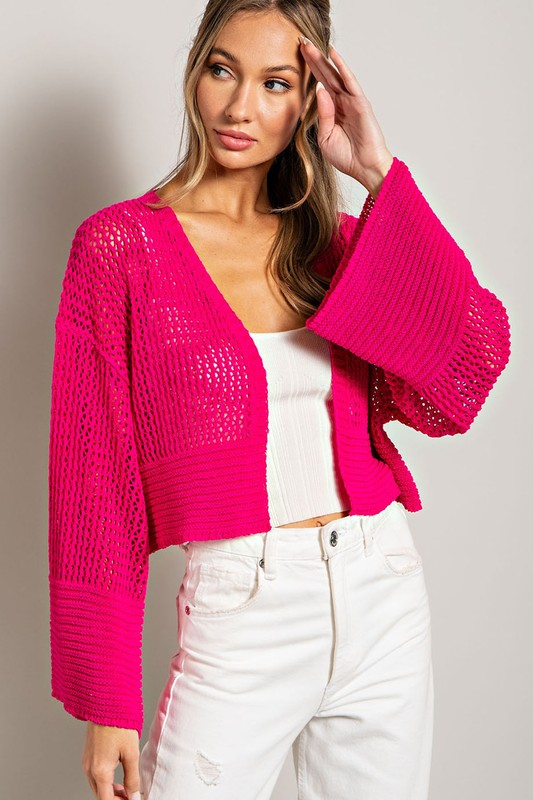 Eyelet Knit Cardigan - Tigbul's Variety Fashion Shop