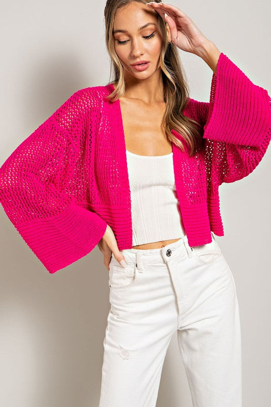 Eyelet Knit Cardigan - Tigbul's Variety Fashion Shop