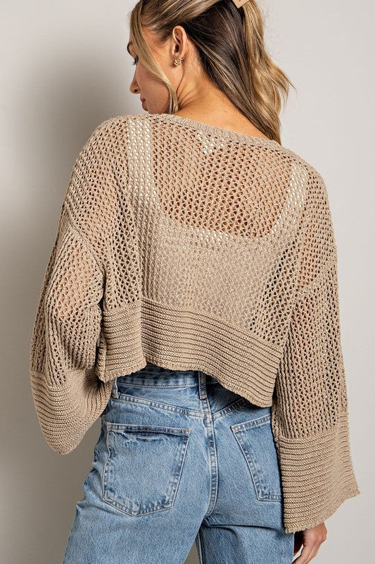 Eyelet Knit Cardigan - Tigbul's Variety Fashion Shop