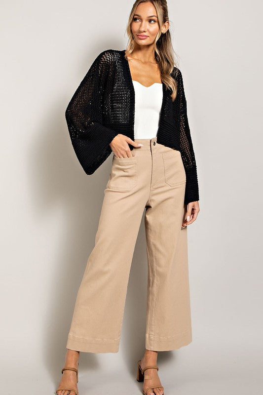 Eyelet Knit Cardigan - Tigbul's Variety Fashion Shop