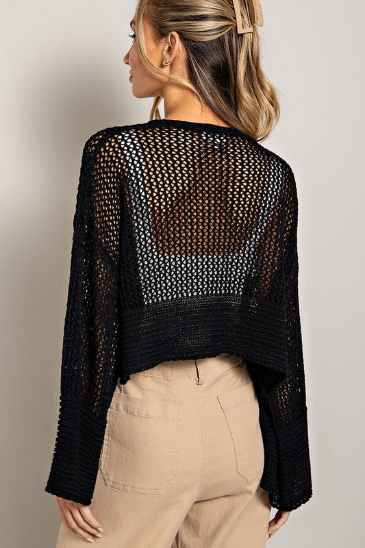 Eyelet Knit Cardigan - Tigbul's Variety Fashion Shop