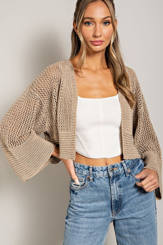 Eyelet Knit Cardigan - Tigbul's Variety Fashion Shop