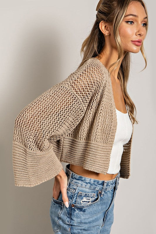 Eyelet Knit Cardigan - Tigbul's Variety Fashion Shop