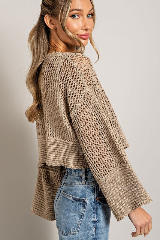 Eyelet Knit Cardigan - Tigbul's Variety Fashion Shop