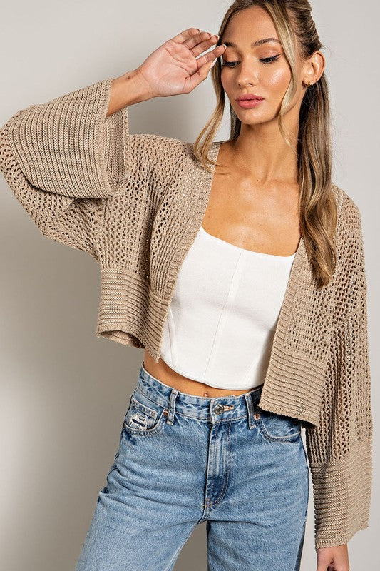 Eyelet Knit Cardigan - Tigbul's Variety Fashion Shop