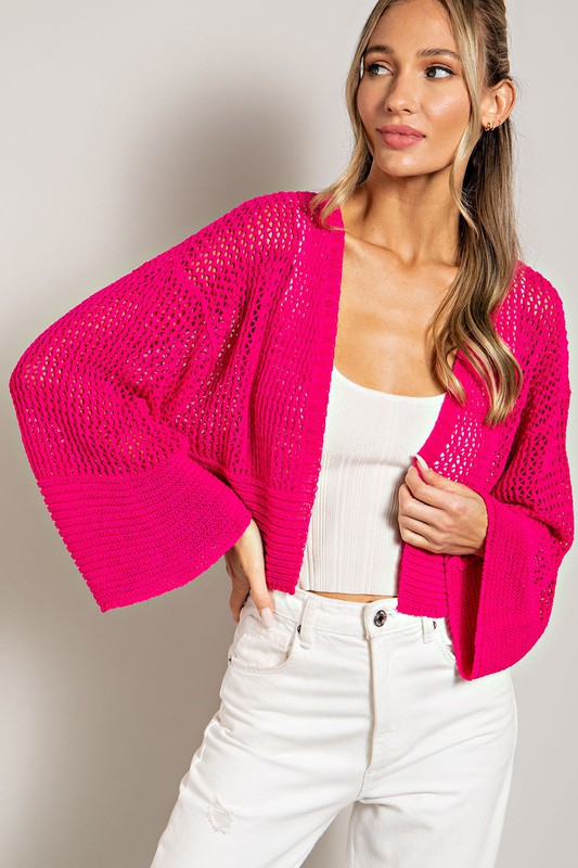 Eyelet Knit Cardigan - Tigbul's Variety Fashion Shop