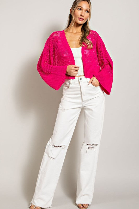 Eyelet Knit Cardigan - Tigbul's Variety Fashion Shop
