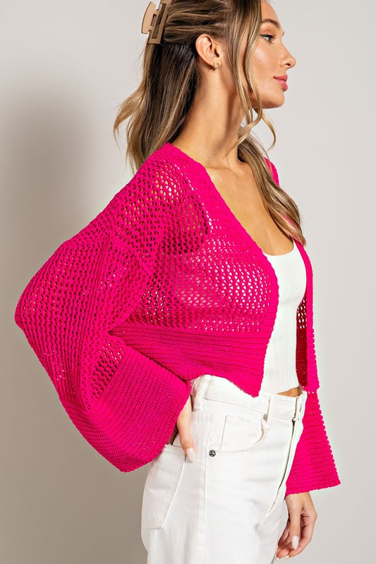 Eyelet Knit Cardigan - Tigbul's Variety Fashion Shop