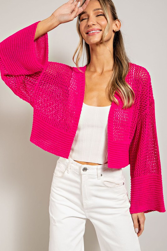 Eyelet Knit Cardigan - Tigbul's Variety Fashion Shop
