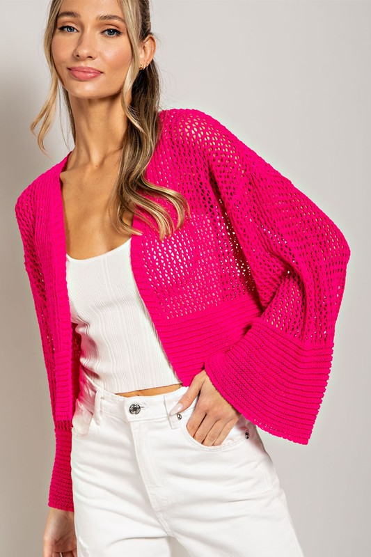 Eyelet Knit Cardigan - Tigbul's Variety Fashion Shop