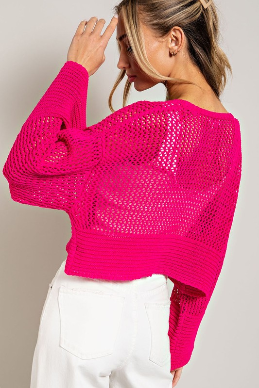 Eyelet Knit Cardigan - Tigbul's Variety Fashion Shop