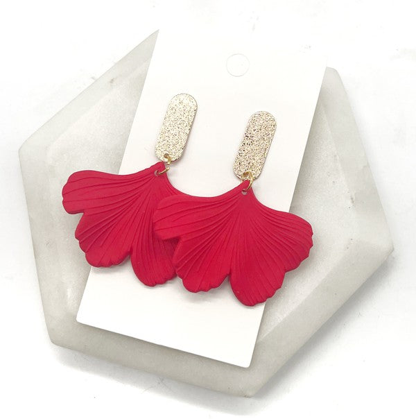 Red Gold Ginkgo Leaf Acrylic Statement Earrings - Tigbul's Variety Fashion Shop