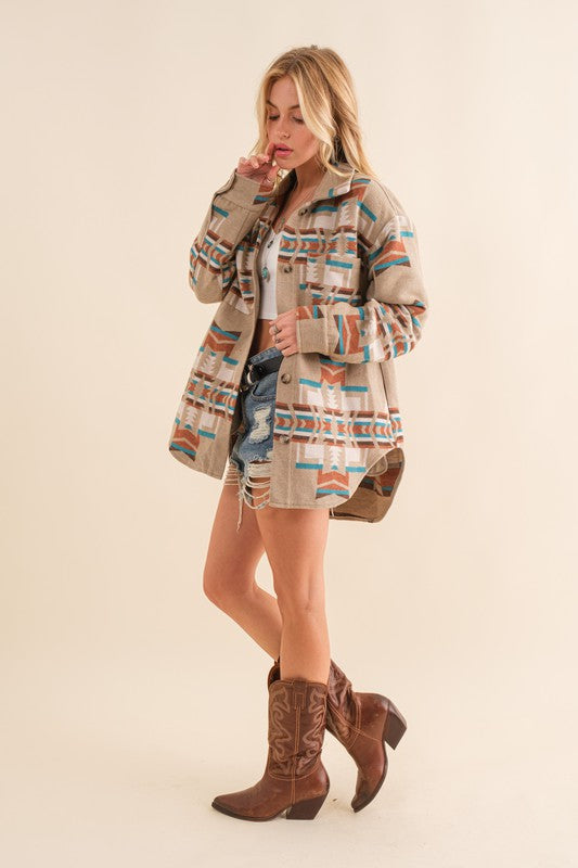 Blue B Exclusive Aztec Shirt Jacket - Tigbul's Variety Fashion Shop