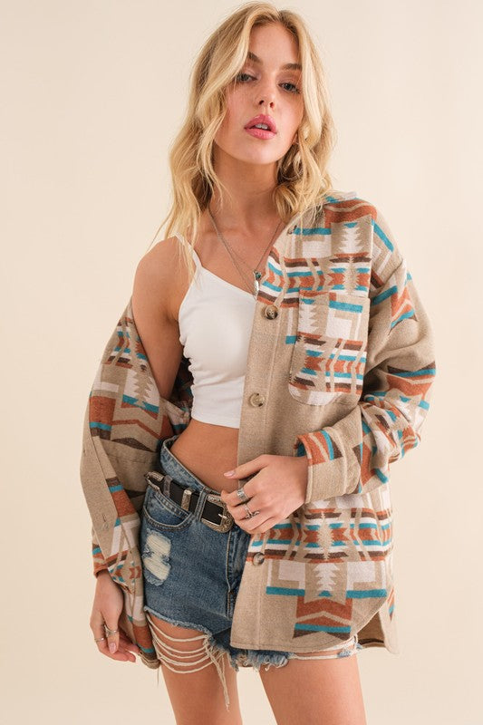 Blue B Exclusive Aztec Shirt Jacket - Tigbul's Variety Fashion Shop