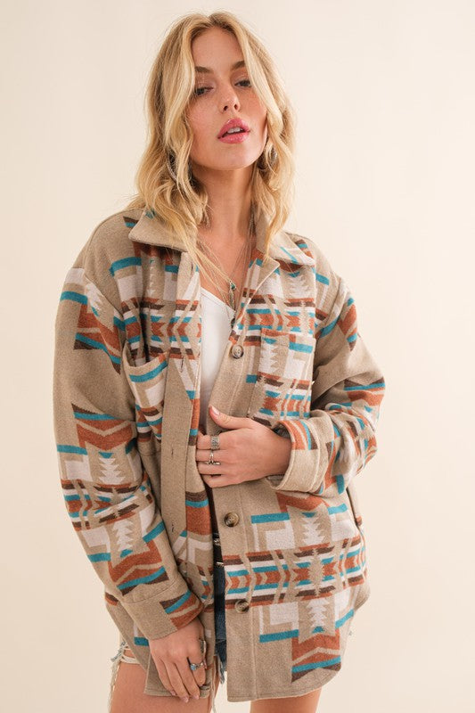 Blue B Exclusive Aztec Shirt Jacket - Tigbul's Variety Fashion Shop
