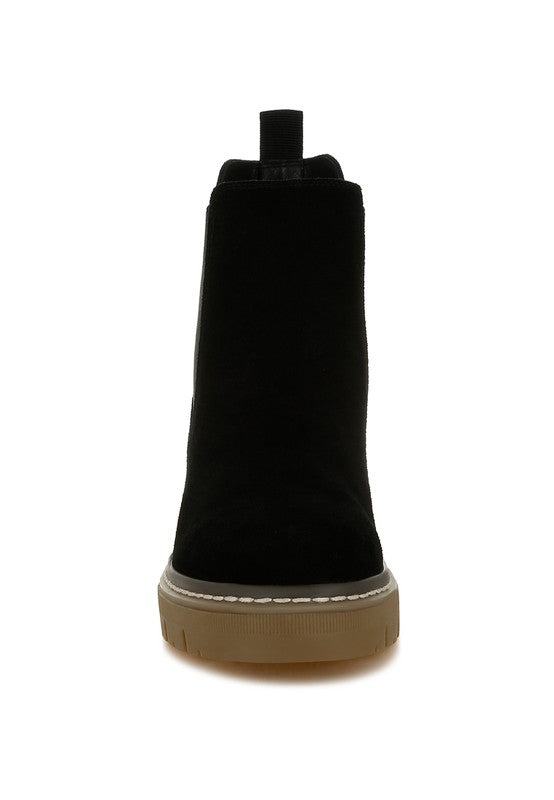 Vostok Suede Chunky Chelsea Boots - Tigbul's Variety Fashion Shop