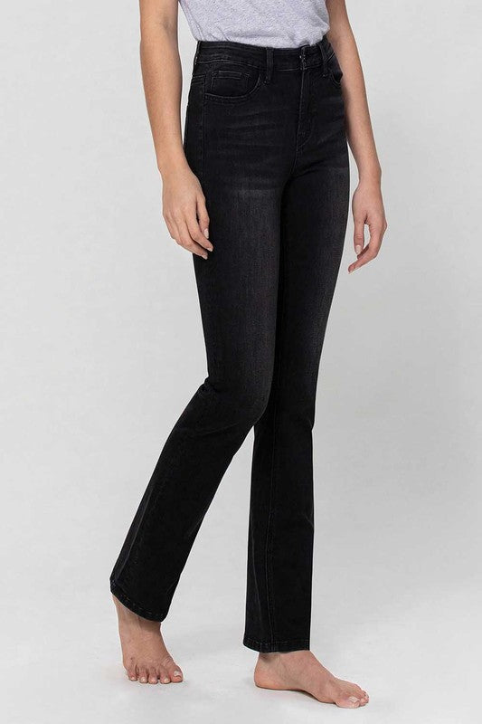 Black High Rise Slim Bootcut Jean - Tigbul's Variety Fashion Shop