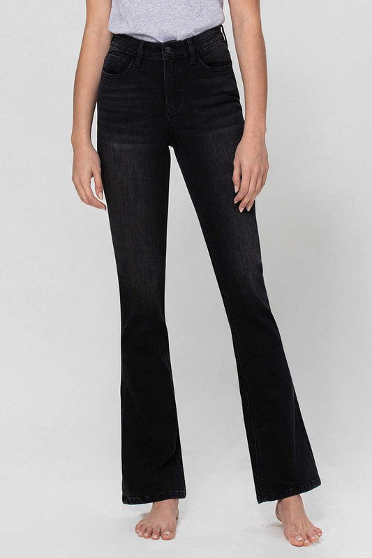 Black High Rise Slim Bootcut Jean - Tigbul's Variety Fashion Shop