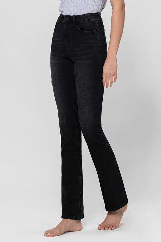 Black High Rise Slim Bootcut Jean - Tigbul's Variety Fashion Shop