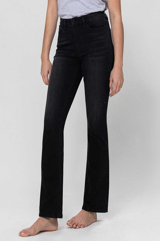 Black High Rise Slim Bootcut Jean - Tigbul's Variety Fashion Shop