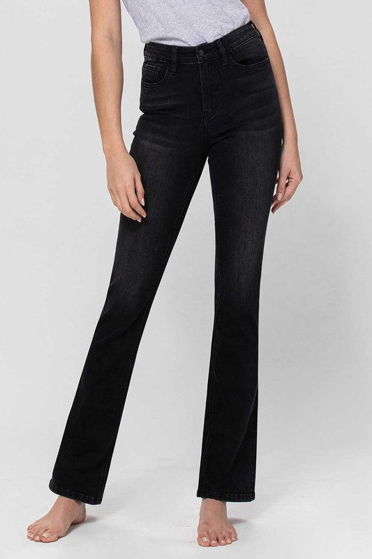 Black High Rise Slim Bootcut Jean - Tigbul's Variety Fashion Shop