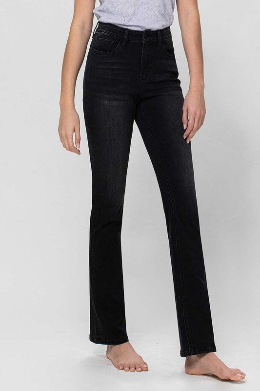 Black High Rise Slim Bootcut Jean - Tigbul's Variety Fashion Shop